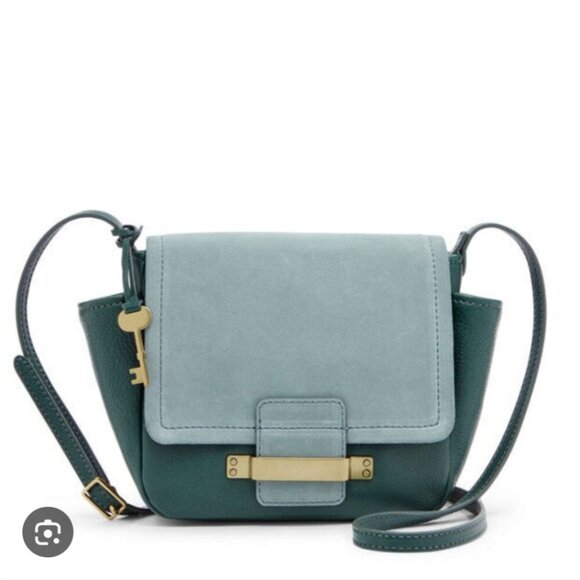 FOSSIL | Alpine Green Ava Crossbody Bag Leather Suede - Picture 1 of 10